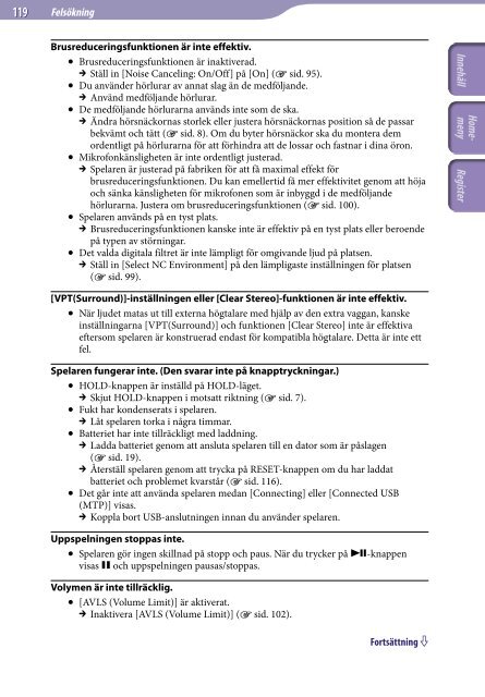 Sony NWZ-A845 - NWZ-A845 Consignes d&rsquo;utilisation Su&eacute;dois