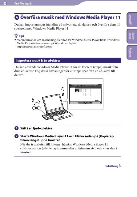 Sony NWZ-A845 - NWZ-A845 Consignes d&rsquo;utilisation Su&eacute;dois