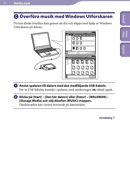 Sony NWZ-A845 - NWZ-A845 Consignes d&rsquo;utilisation Su&eacute;dois