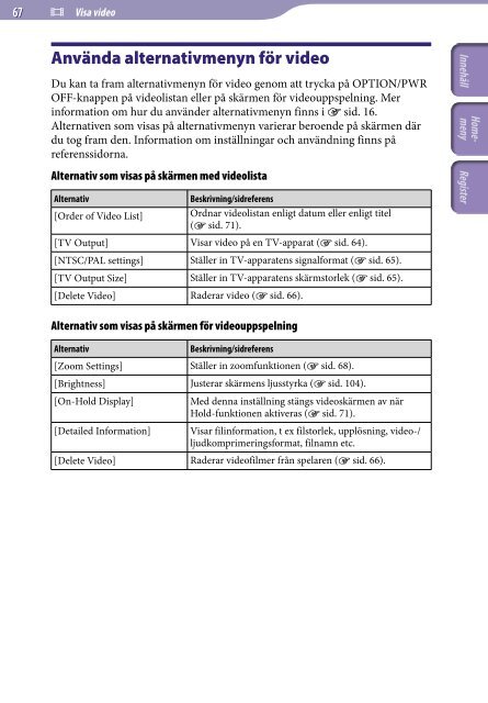 Sony NWZ-A845 - NWZ-A845 Consignes d&rsquo;utilisation Su&eacute;dois