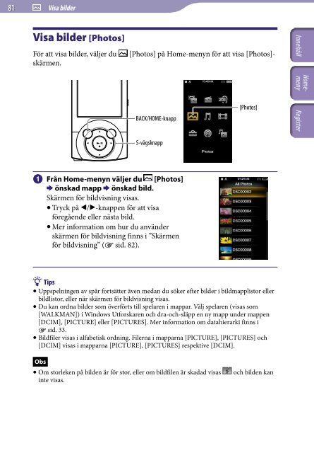 Sony NWZ-A845 - NWZ-A845 Consignes d&rsquo;utilisation Su&eacute;dois