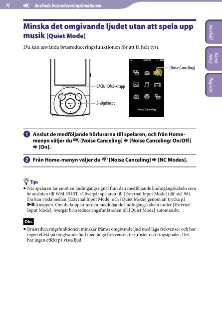 Sony NWZ-A845 - NWZ-A845 Consignes d&rsquo;utilisation Su&eacute;dois