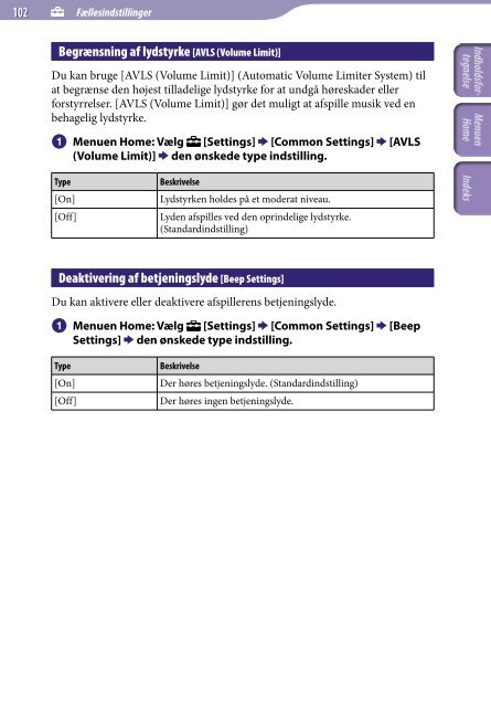 Sony NWZ-A845 - NWZ-A845 Consignes d&rsquo;utilisation Danois