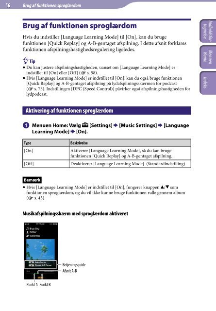 Sony NWZ-A845 - NWZ-A845 Consignes d&rsquo;utilisation Danois