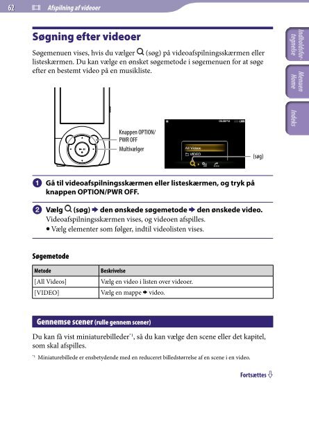 Sony NWZ-A845 - NWZ-A845 Consignes d&rsquo;utilisation Danois