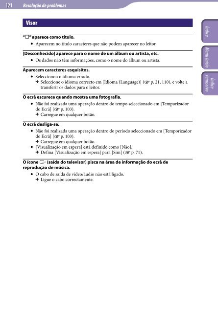 Sony NWZ-A845 - NWZ-A845 Consignes d&rsquo;utilisation Portugais