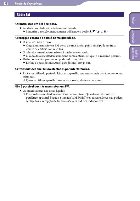 Sony NWZ-A845 - NWZ-A845 Consignes d&rsquo;utilisation Portugais