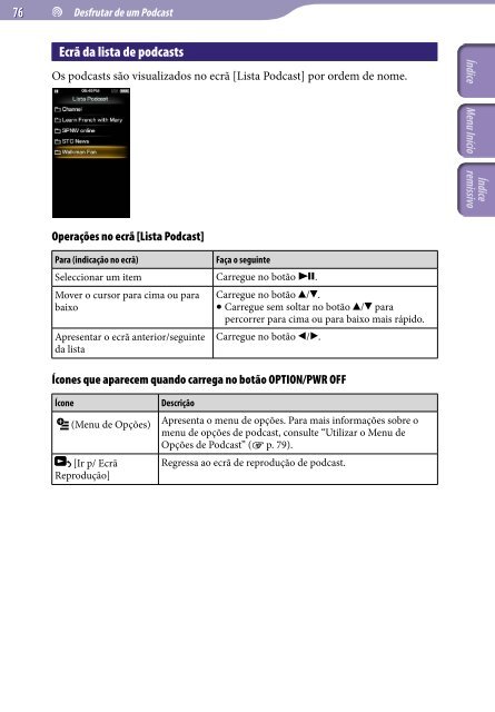 Sony NWZ-A845 - NWZ-A845 Consignes d&rsquo;utilisation Portugais