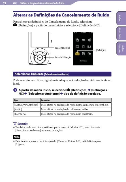 Sony NWZ-A845 - NWZ-A845 Consignes d&rsquo;utilisation Portugais