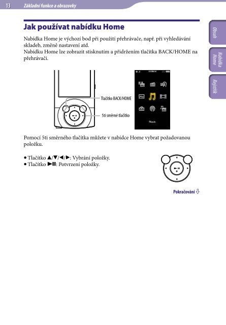 Sony NWZ-A845 - NWZ-A845 Consignes d&rsquo;utilisation Tch&egrave;que