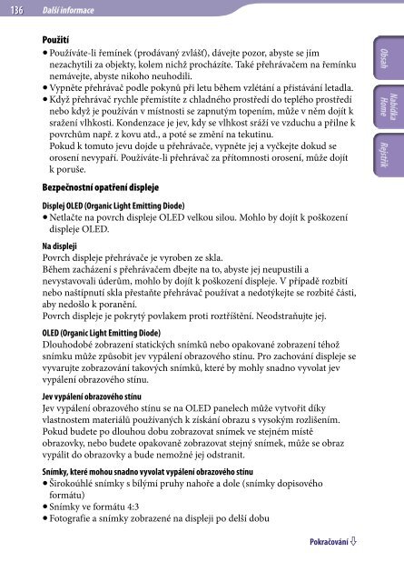 Sony NWZ-A845 - NWZ-A845 Consignes d&rsquo;utilisation Tch&egrave;que