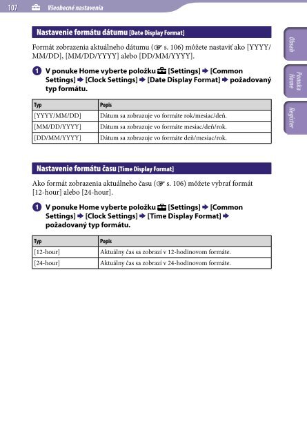 Sony NWZ-A845 - NWZ-A845 Consignes d&rsquo;utilisation Slovaque