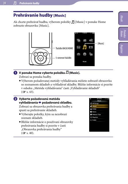 Sony NWZ-A845 - NWZ-A845 Consignes d&rsquo;utilisation Slovaque