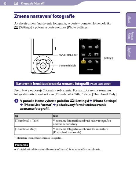 Sony NWZ-A845 - NWZ-A845 Consignes d&rsquo;utilisation Slovaque