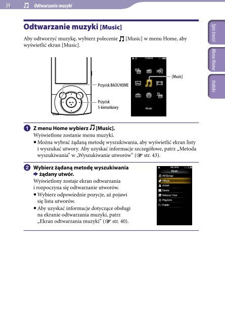 Sony NWZ-A845 - NWZ-A845 Consignes d&rsquo;utilisation Polonais