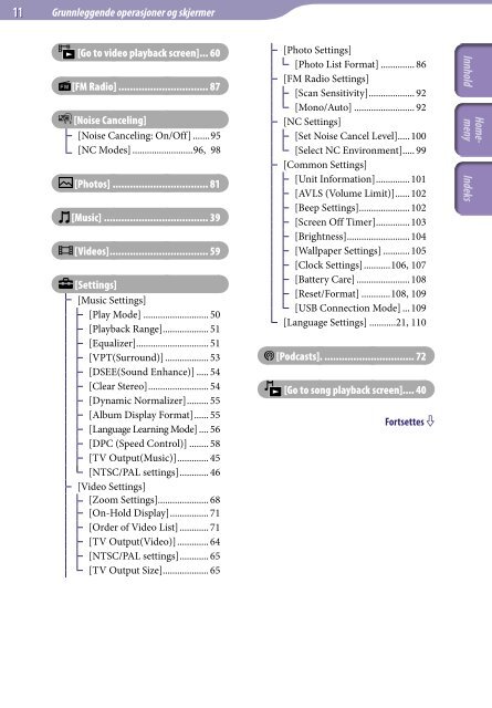 Sony NWZ-A845 - NWZ-A845 Consignes d&rsquo;utilisation Norv&eacute;gien