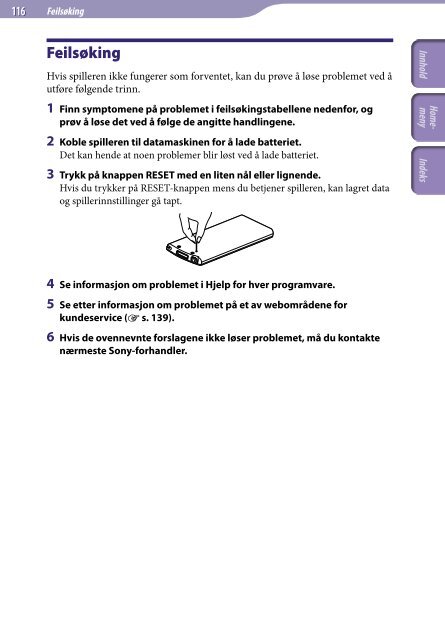 Sony NWZ-A845 - NWZ-A845 Consignes d&rsquo;utilisation Norv&eacute;gien