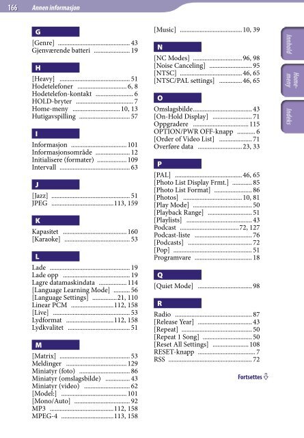 Sony NWZ-A845 - NWZ-A845 Consignes d&rsquo;utilisation Norv&eacute;gien