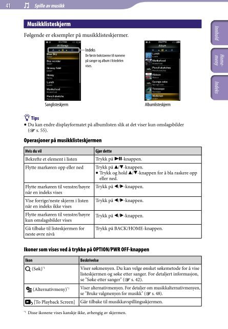 Sony NWZ-A845 - NWZ-A845 Consignes d&rsquo;utilisation Norv&eacute;gien