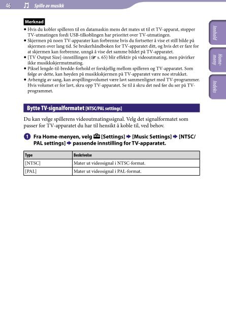 Sony NWZ-A845 - NWZ-A845 Consignes d&rsquo;utilisation Norv&eacute;gien