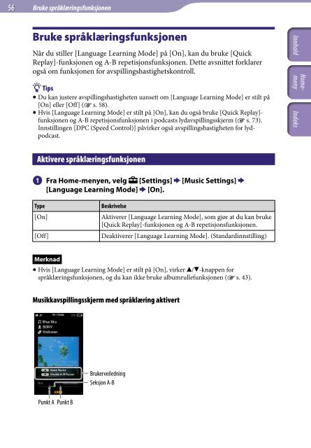 Sony NWZ-A845 - NWZ-A845 Consignes d&rsquo;utilisation Norv&eacute;gien