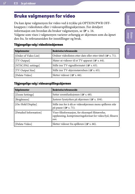 Sony NWZ-A845 - NWZ-A845 Consignes d&rsquo;utilisation Norv&eacute;gien