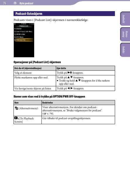 Sony NWZ-A845 - NWZ-A845 Consignes d&rsquo;utilisation Norv&eacute;gien