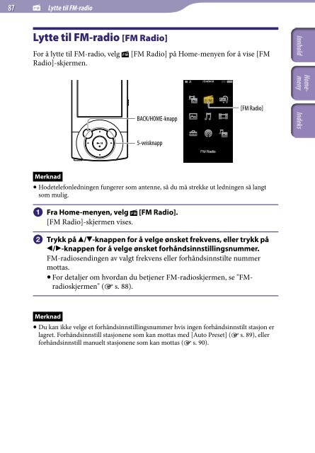 Sony NWZ-A845 - NWZ-A845 Consignes d&rsquo;utilisation Norv&eacute;gien