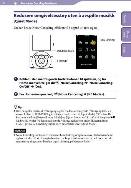 Sony NWZ-A845 - NWZ-A845 Consignes d&rsquo;utilisation Norv&eacute;gien