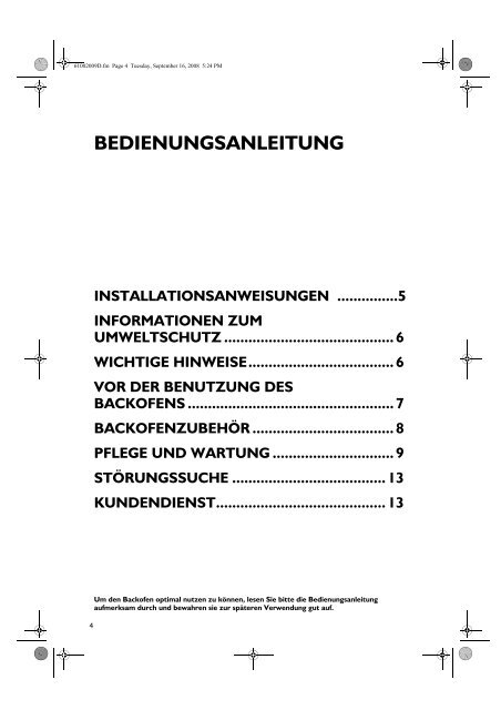 KitchenAid OVN 608 S - OVN 608 S DE (857923301000) Scheda programmi