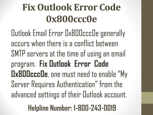 How to Fix Outlook Error Code 0x800ccc0e? 18002430019 For Help