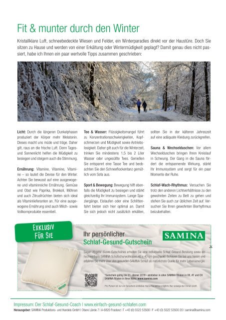 DER SCHLAF-GESUND-COACH | Ausgabe November & Dezember 2017
