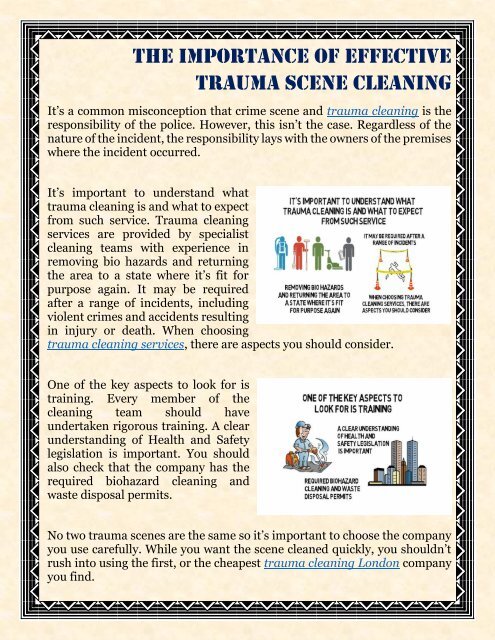 The Importance Of Effective Trauma Scene Cleaning