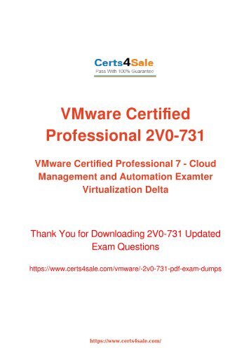 [2017] 2V0-731 Exam Material - VMware 2V0-731 Dumps
