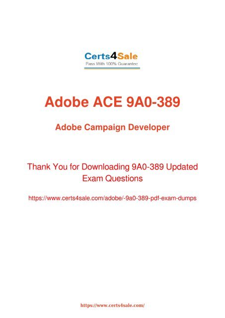 [2017] 9A0-389 Exam Material - Adobe 9A0-389 Dumps