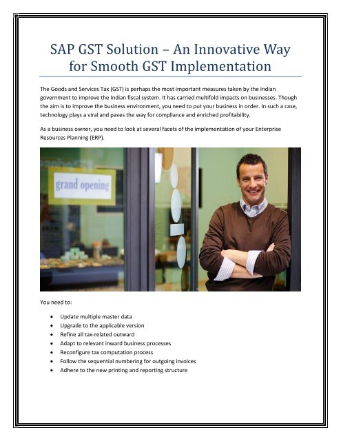SAP GST Solution – An Innovative Way for Smooth GST Implementation