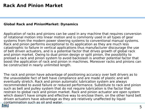 Rack And Pinion Market