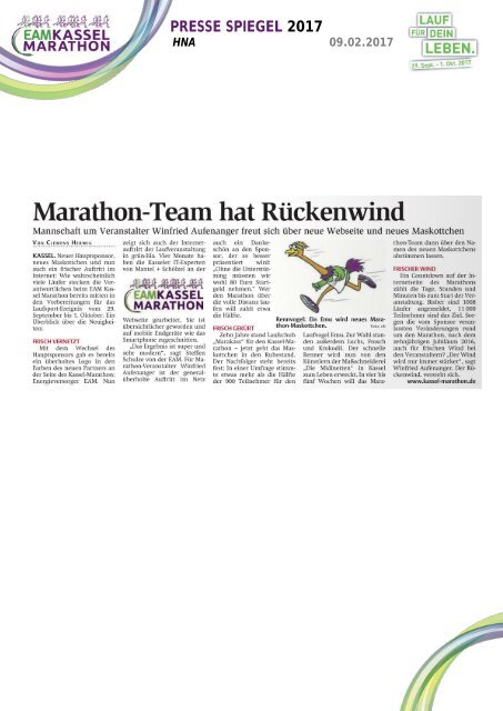 EAM Kassel Marathon - Pressespiegel 2017