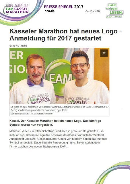 EAM Kassel Marathon - Pressespiegel 2017