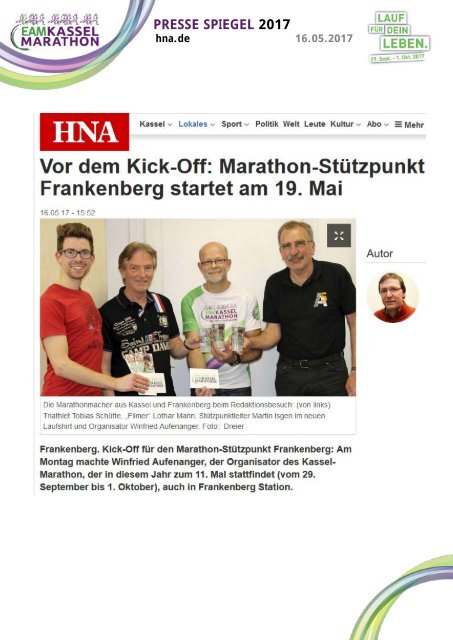 EAM Kassel Marathon - Pressespiegel 2017