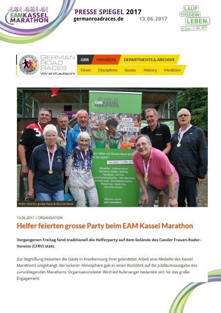 EAM Kassel Marathon - Pressespiegel 2017