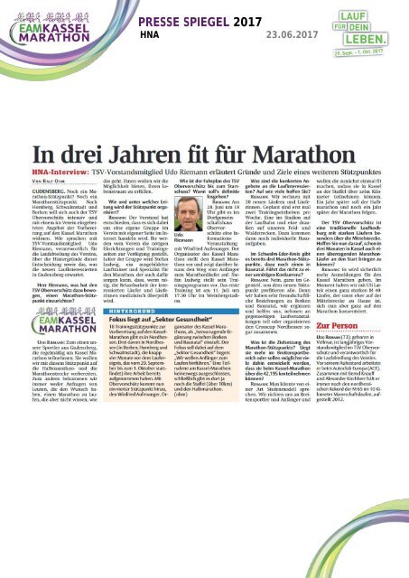EAM Kassel Marathon - Pressespiegel 2017