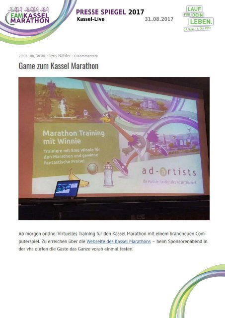 EAM Kassel Marathon - Pressespiegel 2017