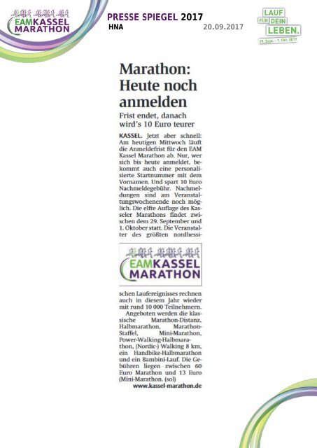 EAM Kassel Marathon - Pressespiegel 2017