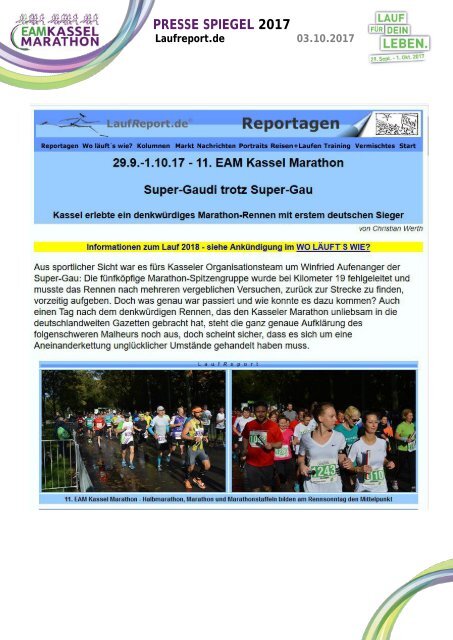 EAM Kassel Marathon - Pressespiegel 2017