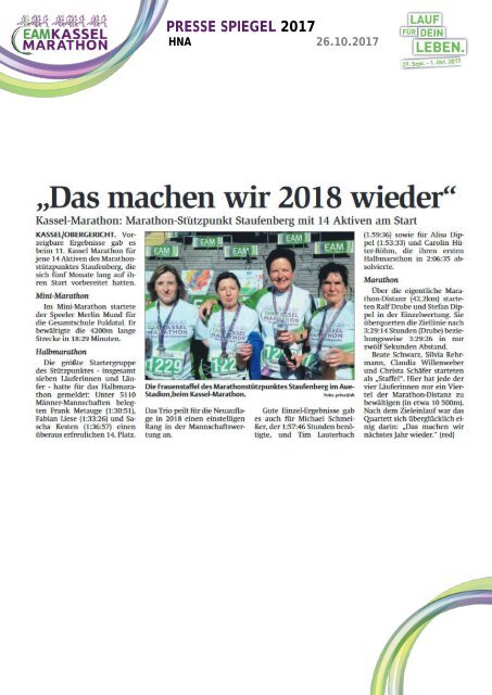 EAM Kassel Marathon - Pressespiegel 2017