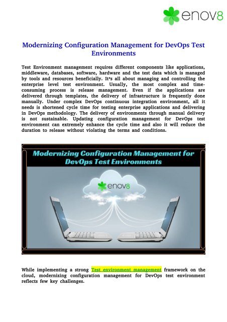 Modernizing Configuration Management for DevOps Test Environments