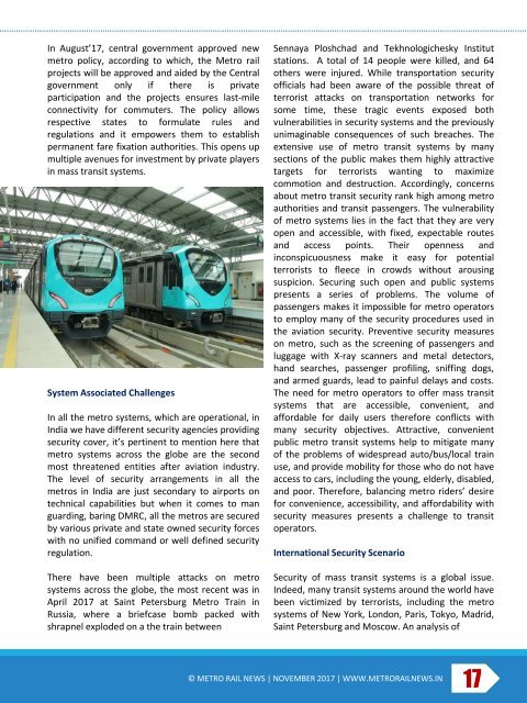 Metro Rail News November 2017