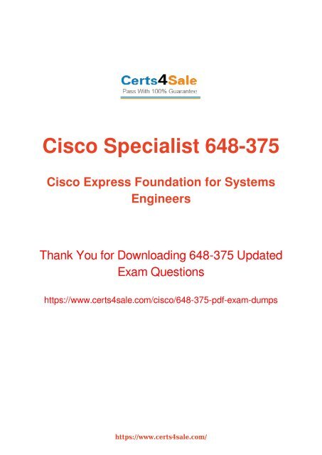[2017] 648-375 Exam Material - Cisco 648-375 Dumps