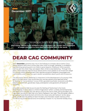Holiday Message from CAG General Director
